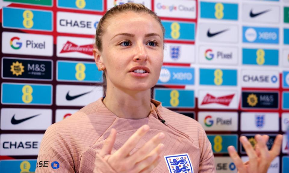 <span>Leah Williamson was an unused substitute during England’s opening Euro 2025 qualifier against Sweden on Friday.</span><span>Photograph: Damien Eagers/PA</span>