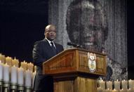 South Africa President Jacob Zuma speaks during the funeral ceremony for former South African President Nelson Mandela in Qunu December 15, 2013. REUTERS/Odd Andersen/Pool