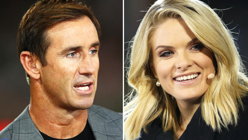 Andrew Johns and Erin Molan, pictured here working for Channel Nine.