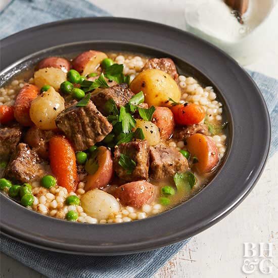 It might surprise you, but this hearty lamb stew is healthy too! As an added bonus, it only takes 45 minutes to toss together.