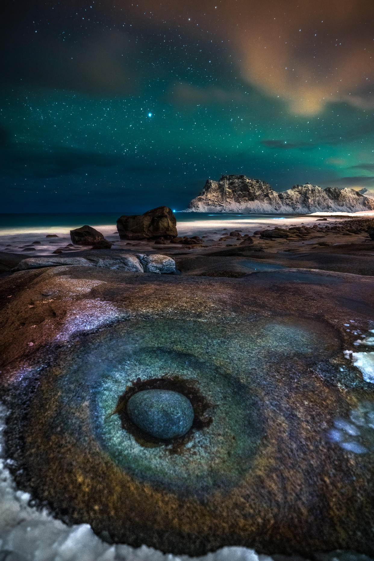 Geological strangeness on Uttakleiv Beach