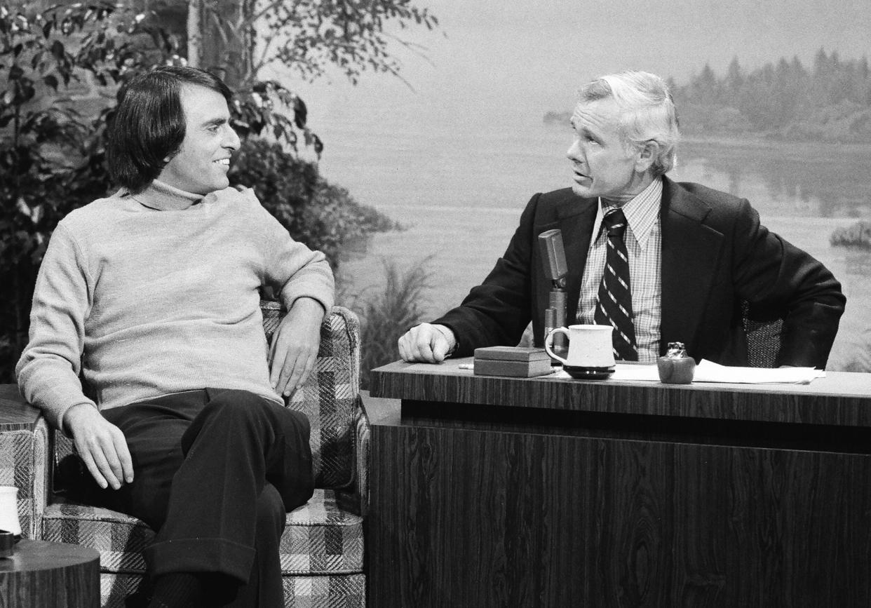 Dr. Carl Sagan during an interview with 'The Tonight Show' host Johnny Carson on September 16, 1976.