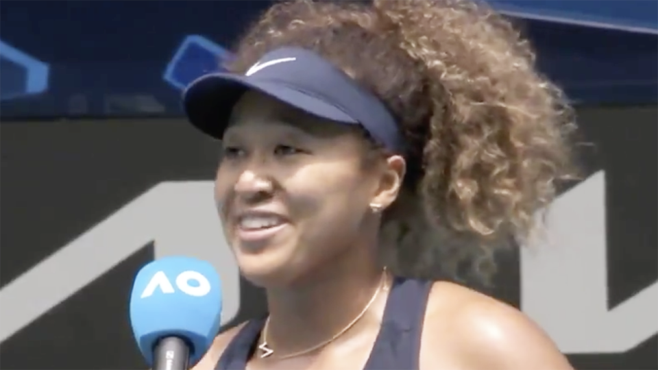 Naomi Osaka is pictured after winning through to the Australian Open quarter finals.