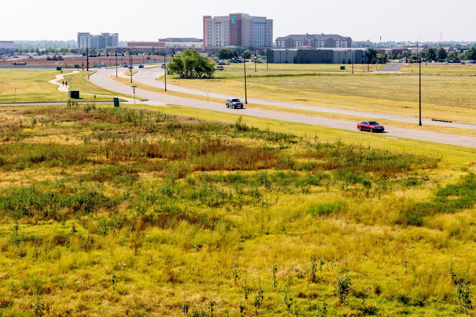 Land to be developed into multi-purpose performance venues, shopping and residential areas is pictured in Norman, Okla., on Wednesday, Sept. 6, 2023.