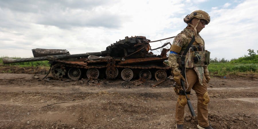 Ukrainian military in liberated Novodarivka, Zaporizhzhia Oblast, July 2, 2023
