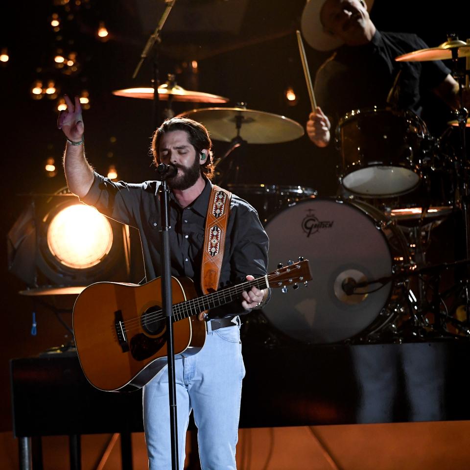 Thomas Rhett performs during the 55th CMA Awards at Bridgestone Arena Wednesday, Nov. 10, 2021 in Nashville, Tenn.