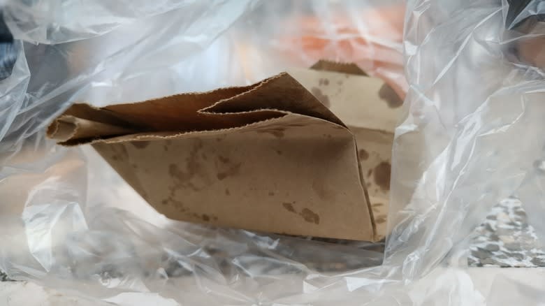 Greasy paper food bag