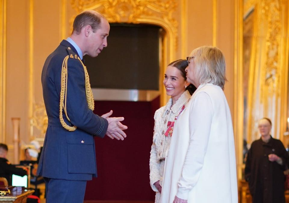 The Prince of Wales honoured Jennifer Clarke and Emilia Clarke (Yui Mok/PA Wire)