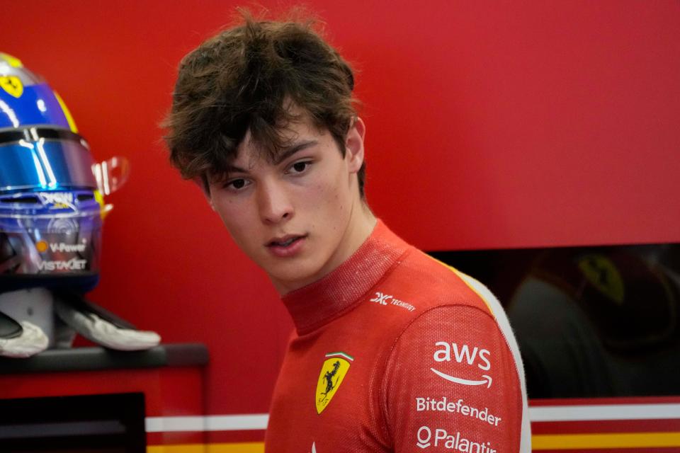 British driver Oliver Bearman will race for Ferrari this weekend (Darko Bandic/AP) (AP)