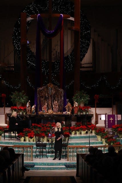 Kristin Chenoweth sings during an Esther Women's event at St. Luke's United Methodist Church in Oklahoma City.