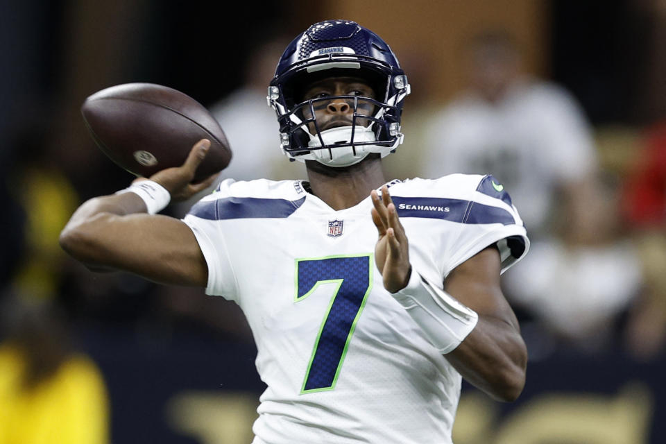 Geno Smith #7 of the Seattle Seahawks has big fantasy value