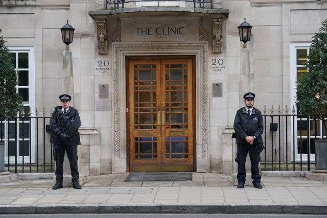 Police officers outside The London Clinic