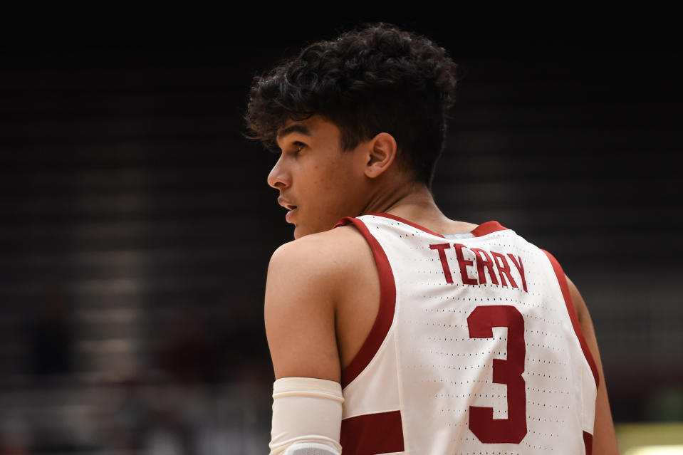 Stanford Cardinal guard Tyrell Terry (3) during the NCAA men's basketball game between the Utah Utes and the Stanford Cardinal at Maples Pavilion on February 26, 2020.