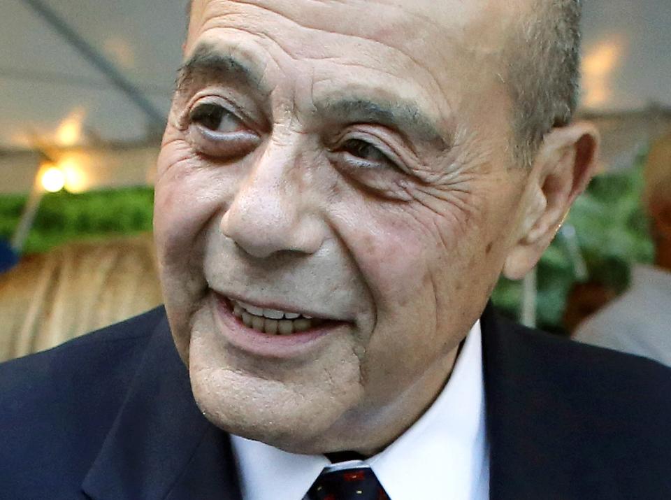 FILE - This Sept. 10, 2014, file photo shows former Providence, R.I., Mayor Buddy Cianci, who died at age 74 on Jan. 28, 2016, in Providence. "The Prince of Providence," a new stage play about the late mayor, opens Sept. 12, 2019. (AP Photo/Steven Senne, File)