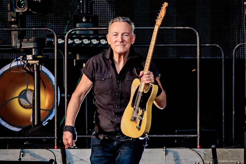 <p>Sergione Infuso/Corbis via Getty Images</p> Bruce Springsteen performs with The E Street Band at Autodromo Nazionale Monza in July 2023 in Monza, Italy