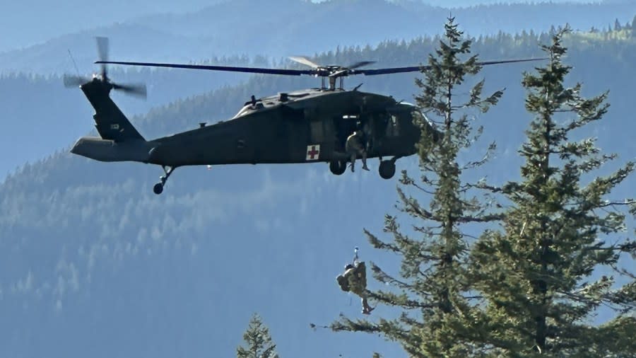 A woman was rescued after a 300-foot fall while hiking at Dog Mountain Trail. May 14, 2024 (courtesy Skamania County Sheriff's Office).