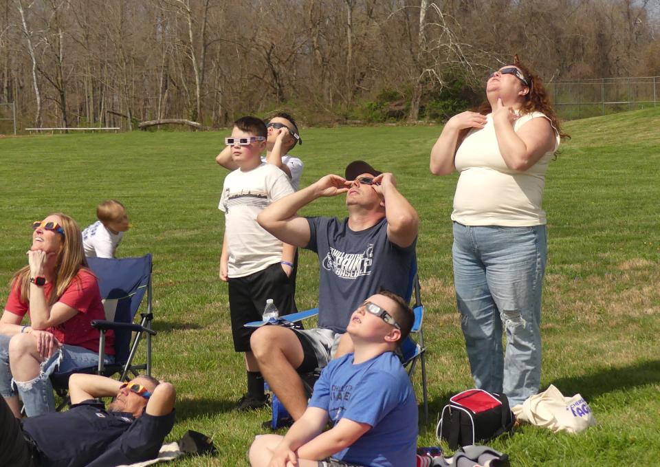 Groups gathered on the Ohio University Chillicothe campus to witness the solar eclipse on April 8, 2024.