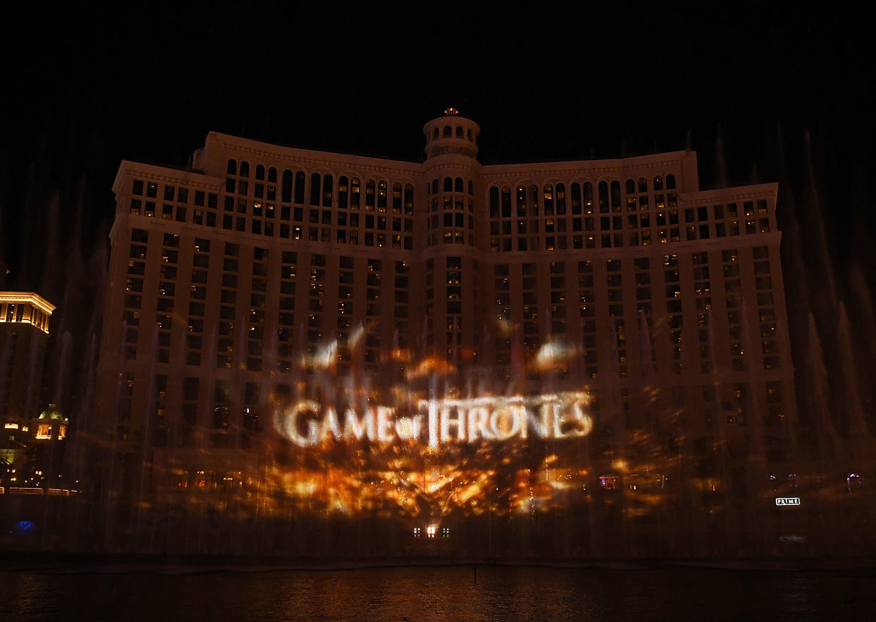 The famed Fountains of Bellagio in Las Vegas host a 'Game of Thrones' spectacle through April 13 (Photo: Getty Images for MGM Resorts)