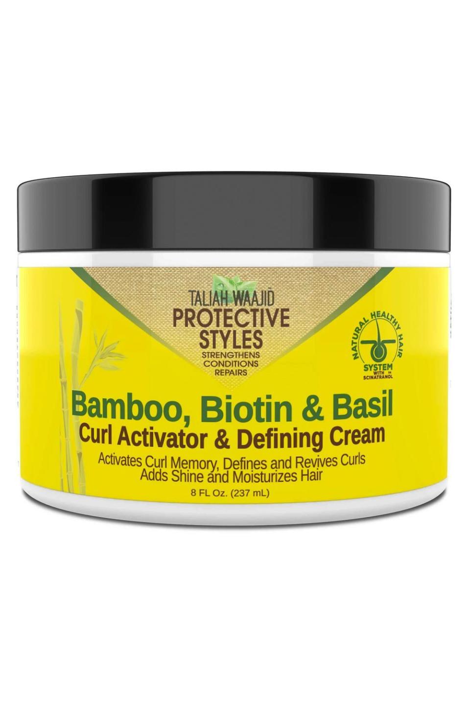 3) Taliah Waajid Protective Styles Bamboo Biotin & Basil Curl Activator & Defining Cream 8oz