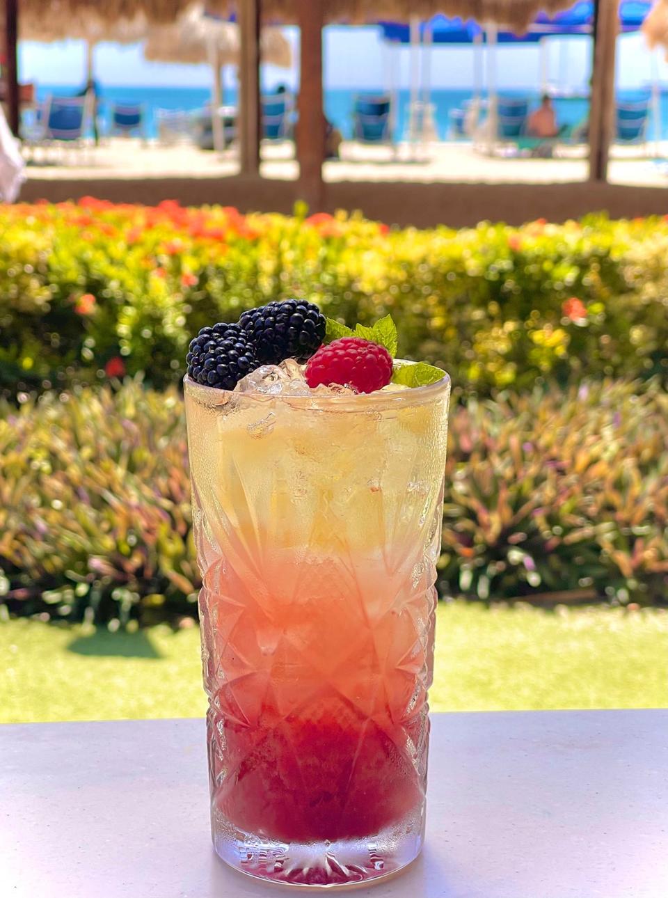 The Sparkling Lemon Rasp, made with raspberry and lemonade mix, is served at the Hyatt Regency Aruba Resort Spa and Casino.