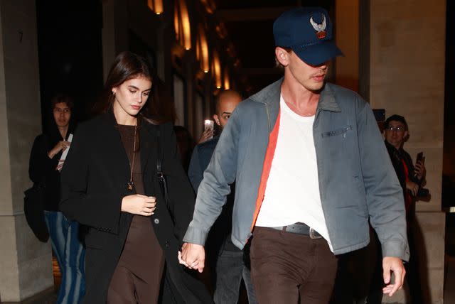 <p>SplashNews.com</p> Kaia Gerber and Austin Butler in Paris on July 5, 2023