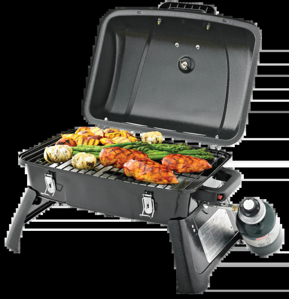MASTER Chef Portable Tabletop Single-Burner Propane Gas BBQ Grill with Folding Legs (Photo via Canadian Tire)