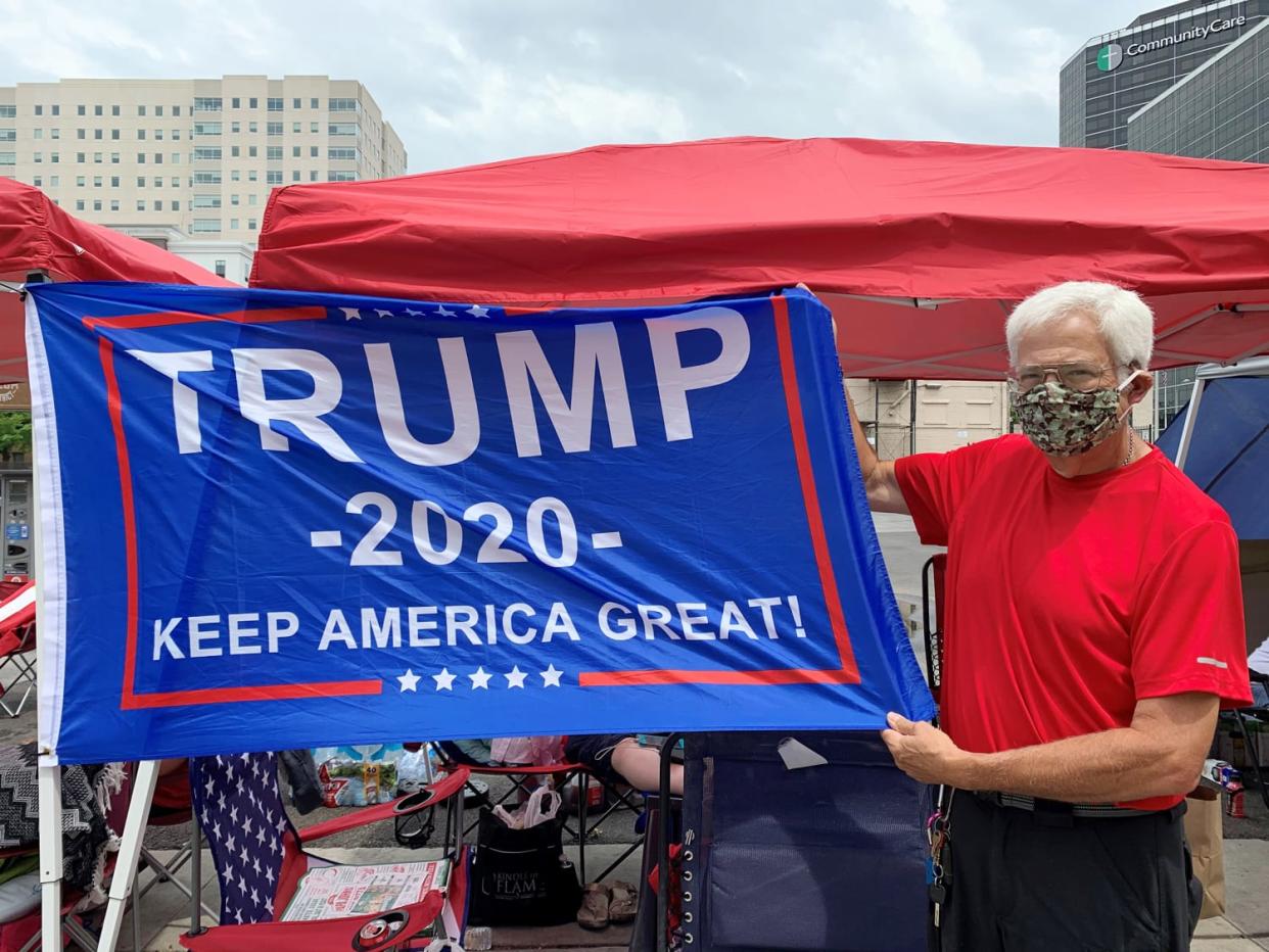 David Riniker in line for President Trump's rally in Tulsa, Okla. (Lauren Egan / NBC News)