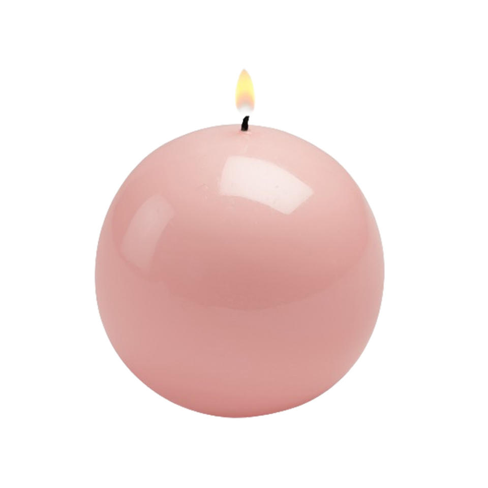 MOMA Italian Ball Candle, Pink on white background