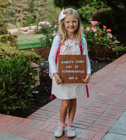 <p>Audrey Roloff Instagram</p> Jeremy Roloff's daughter Ember Jean Roloff before her first day of kindergarten