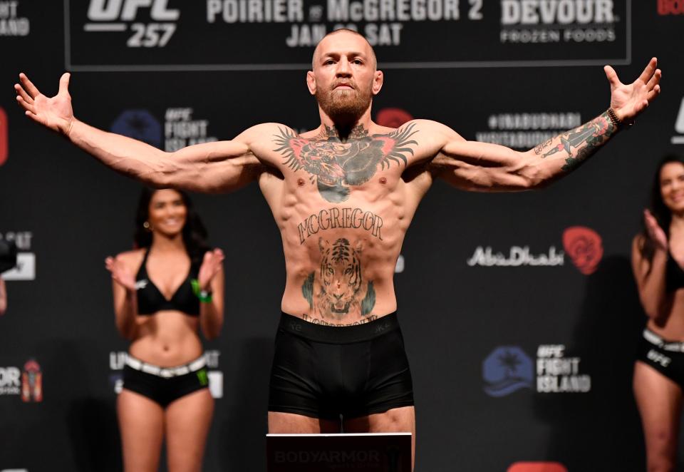 Conor McGregor weighs in ahead of UFC 257 (Zuffa LLC via Getty Images)