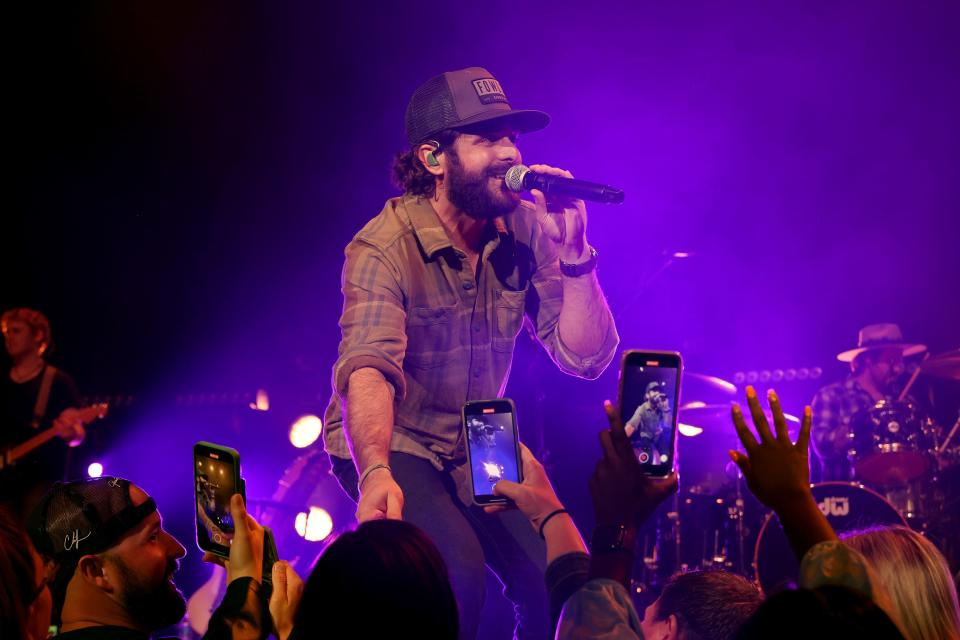 Thomas Rhett performs onstage for "BRELAND & Friends" concert to benefit the Oasis Center, sponsored by Amazon Music at Ryman Auditorium on April 12, 2022 in Nashville, Tennessee. (Photo by Jason Kempin/Getty Images for "BRELAND & Friends" )