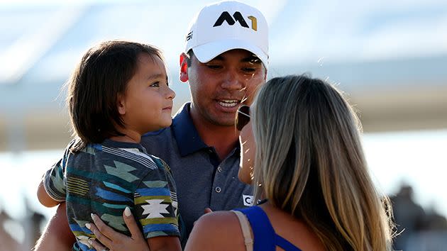 The couple with son Dash. Image: Getty