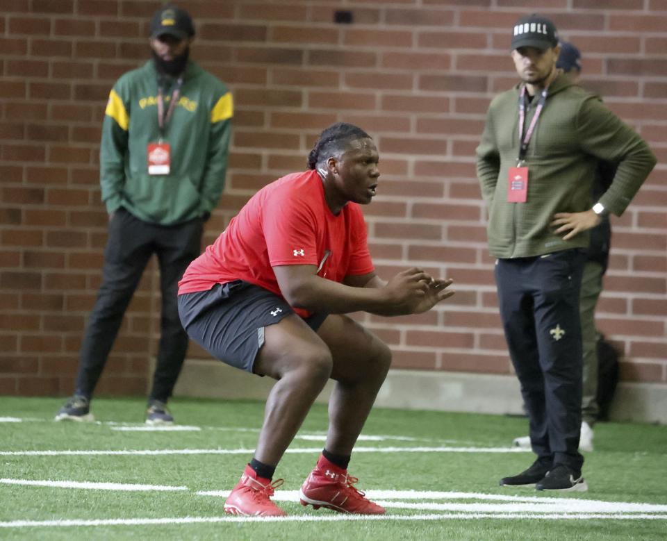 Utah’s Braeden Daniels works out.