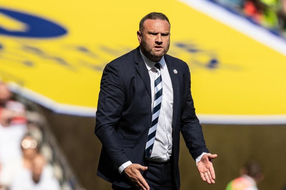 Ian Evatt vents his frustration on the touchline at Wembley <i>(Image: Camerasport)</i>