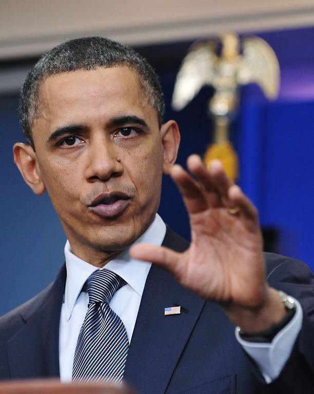 US President Barack Obama speaks at the White House in Washington, DC. An impatient Obama has made a dramatic intervention in a budget row that could paralyze the US government, warning it would be "inexcusable" not to reach a deal before Friday's deadline