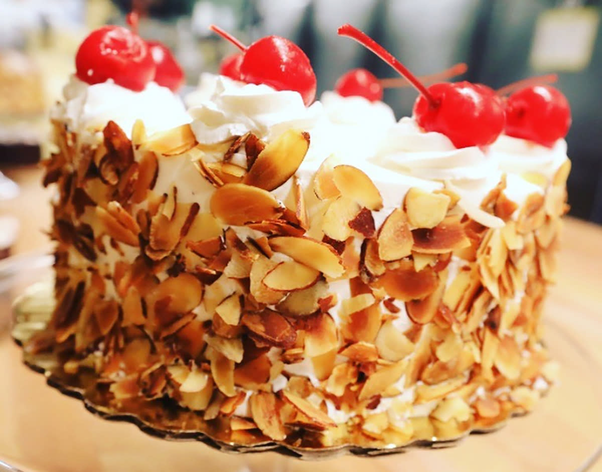 A cherry-topped cake from Roeser's Bakery