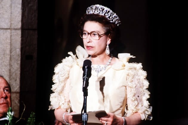 Queen Frills And Bows - Credit: Tim Graham Photo Library/Getty Images