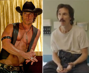 matthew mcconaughey in magic mike, matthew mcconaghey in dallas buyers club, matthew mcconaughey weight loss