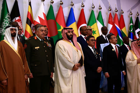Saudi Crown Prince Mohammed bin Salman (C) poses for a photograph with chiefs of staff and defence ministers of a Saudi-led Islamic military counter terrorism coalition during their meeting in Riyadh November 26, 2017. REUTERS/Faisal Al Nasser
