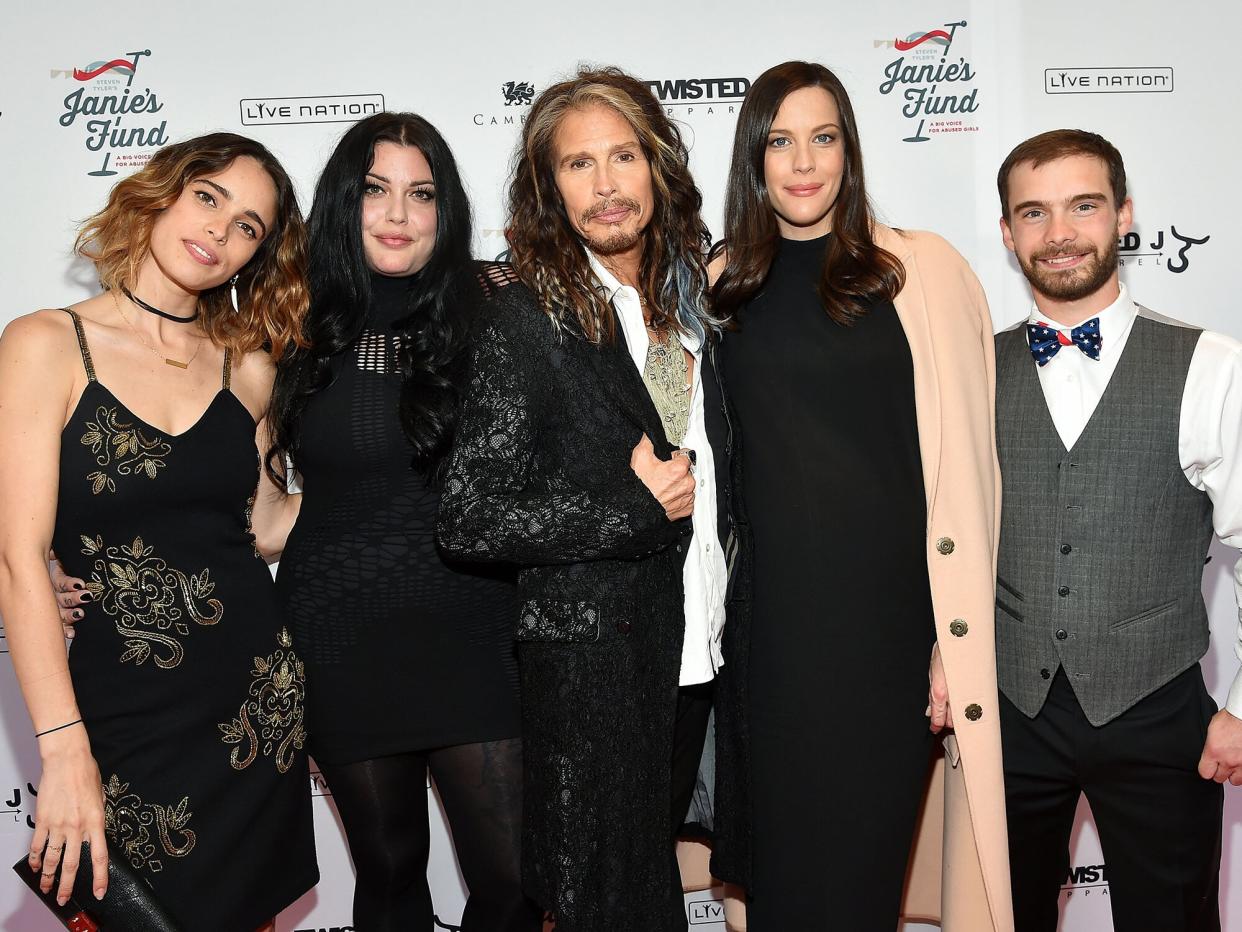 Chelsea Tyler, Mia Tyler, Steven Tyler, Liv Tyler and Taj Tallarico attend the Steven Tyler...Out On A Limb Benefit Concert on May 02, 2016 in New York, New York