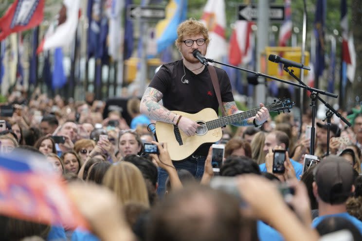 Ed Sheeran Performs on NBC’s <em>Today</em>, July 6, 2017. (Photo:NBC/AP)