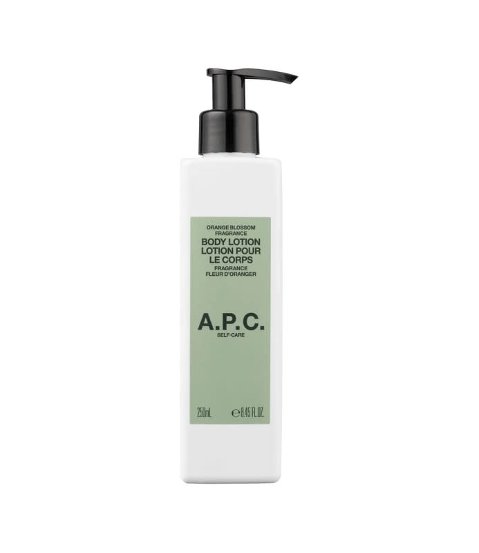 <p>A.P.C. Body Lotion, $55, <a href="https://rstyle.me/+lPdDRSguLDVUhSNekzaVaQ" rel="nofollow noopener" target="_blank" data-ylk="slk:available here;elm:context_link;itc:0;sec:content-canvas" class="link ">available here</a></p>