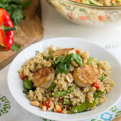 <strong>Get the <a href="http://www.fortmillscliving.com/2013/02/24/recipe-toasted-quinoa-salad-with-scallops-and-sugar-snap-peas/" target="_blank">Toasted Quinoa Salad with Scallops and Sugar Snap Peas recipe</a> by Fort Mill SC Living</strong>