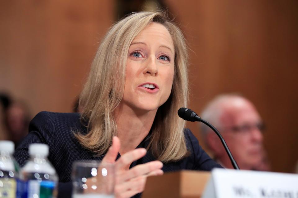 Kathy Kraninger testifies at her nomination hearing on July 19, 2018.