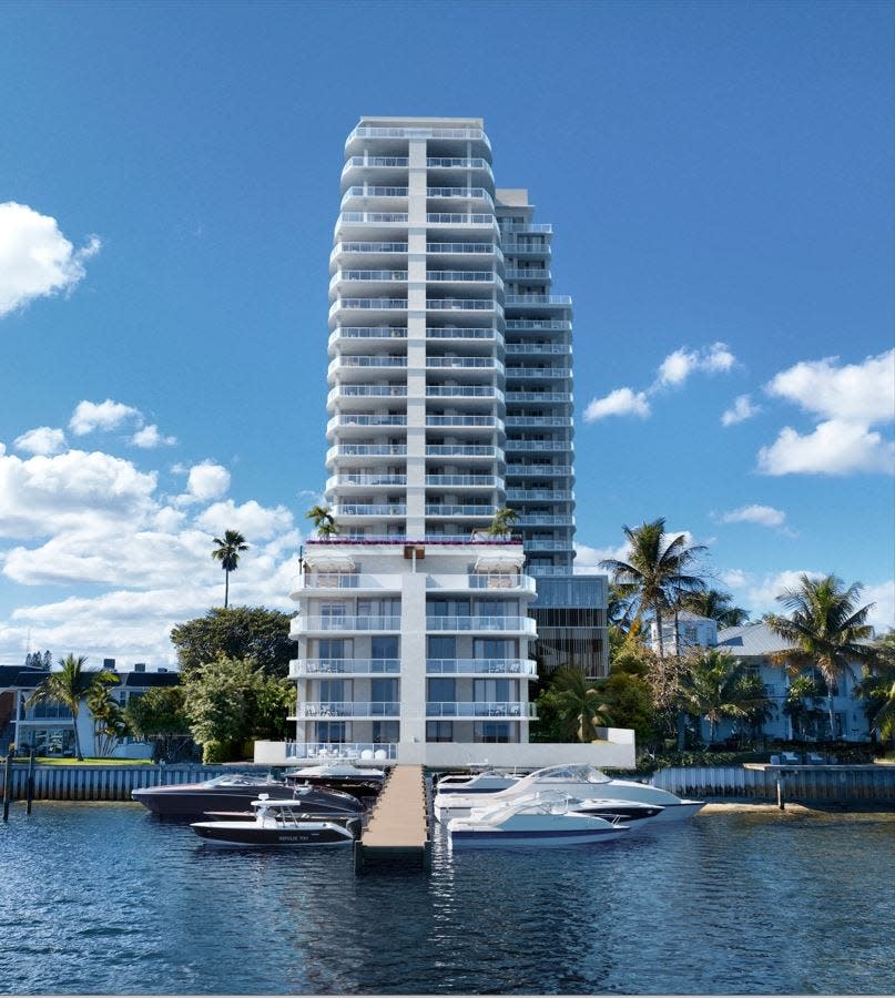 A rendering of the luxury Alba Palm Beach in West Palm Beach, which has units starting at less than $3 million. It is scheduled to open in 2025.