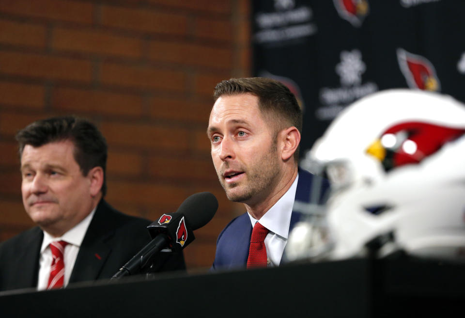 Cardinals head coach Kliff Kingsbury spoke highly of Kyler Murray before the Oklahoma QB even declared for the NFL draft. (AP) 