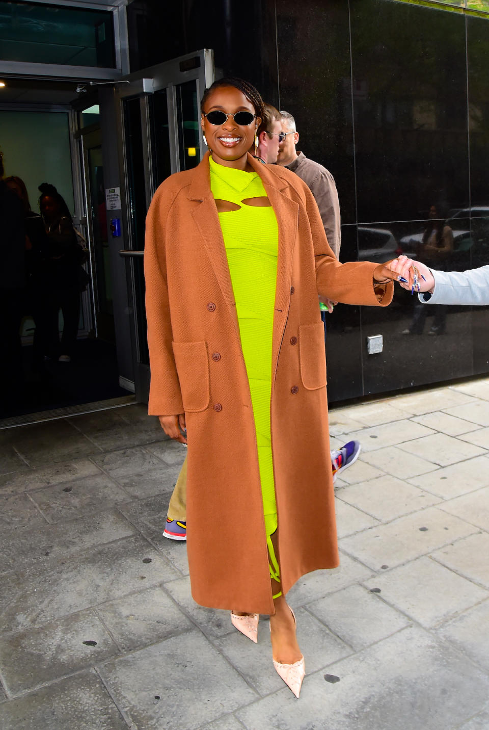 Jennifer Hudson is seen in Mach & Mach shoes outside of FOX Studios on May 13, 2024 in New York City. (Photo by Raymond Hall/GC Images)