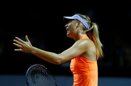 Tennis - WTA Stuttgart Tennis Grand Prix - Maria Sharapova of Russia v Roberta Vinci of Italy - Stuttgart, Germany - 26/4/17. Maria Sharapova of Russia in action. REUTERS/Ralph Orlowski