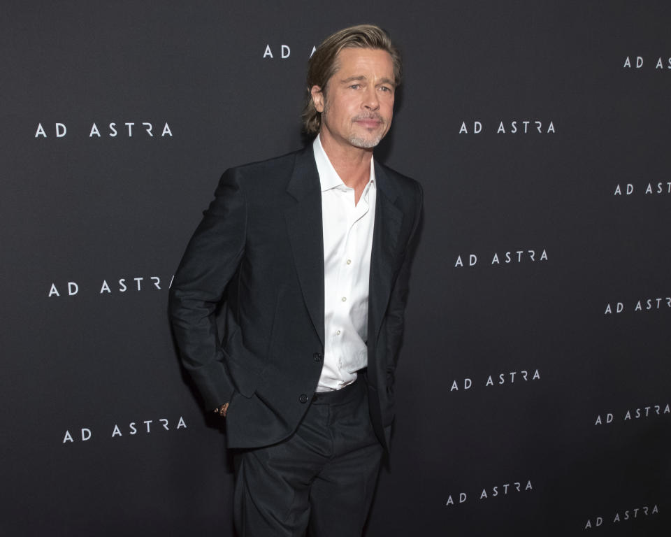 This Sept. 16, 2019 photo shows actor Brad Pitt at a special screening of "Ad Astra" at the National Geographic Museum in Washington. (Photo by Brent N. Clarke/Invision/AP)