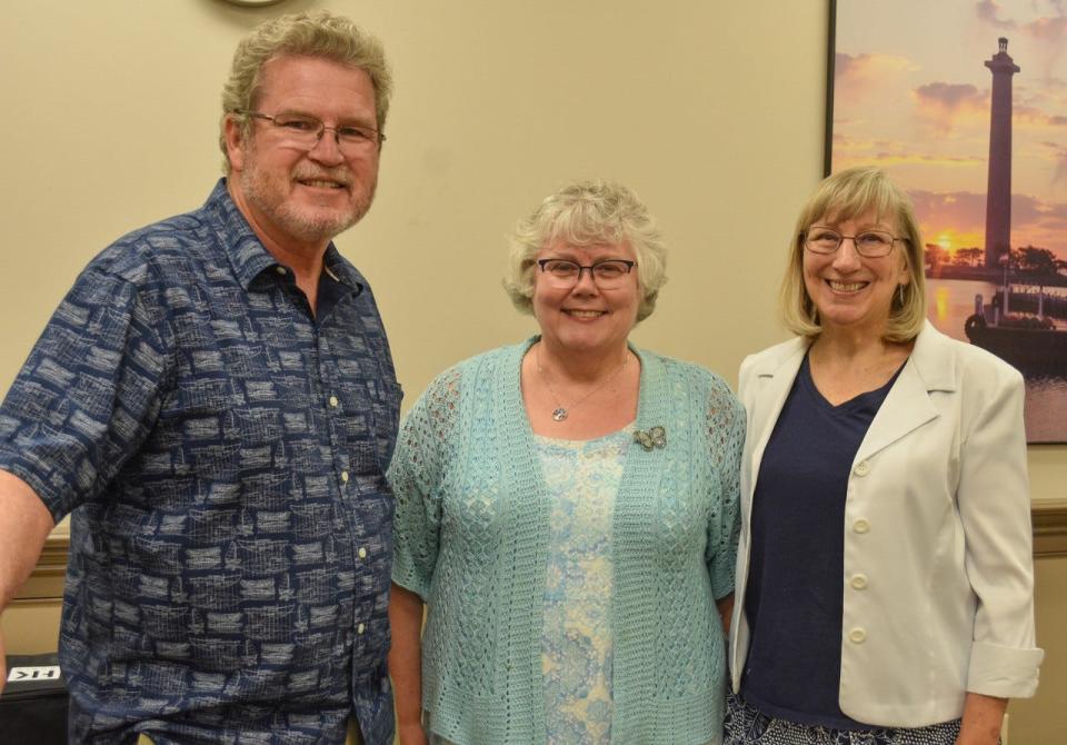 Dan Moulton, left, Rev. Karen Graham, center, and Rev. Chris Young created Fresh Bread as a venue for people to share their faith and explore their faith. The three serve on Lakeside Chautauqua’s Religious Life Advisory Committee.
